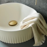 Vado Safari Fluted Arctic White Mineral Round Countertop Basin - Lifestyle 1